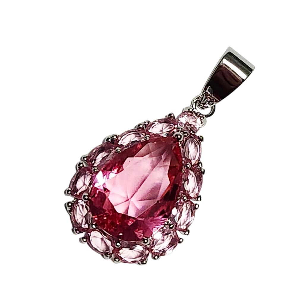Pink Quartz Silver Pendant 1.25"